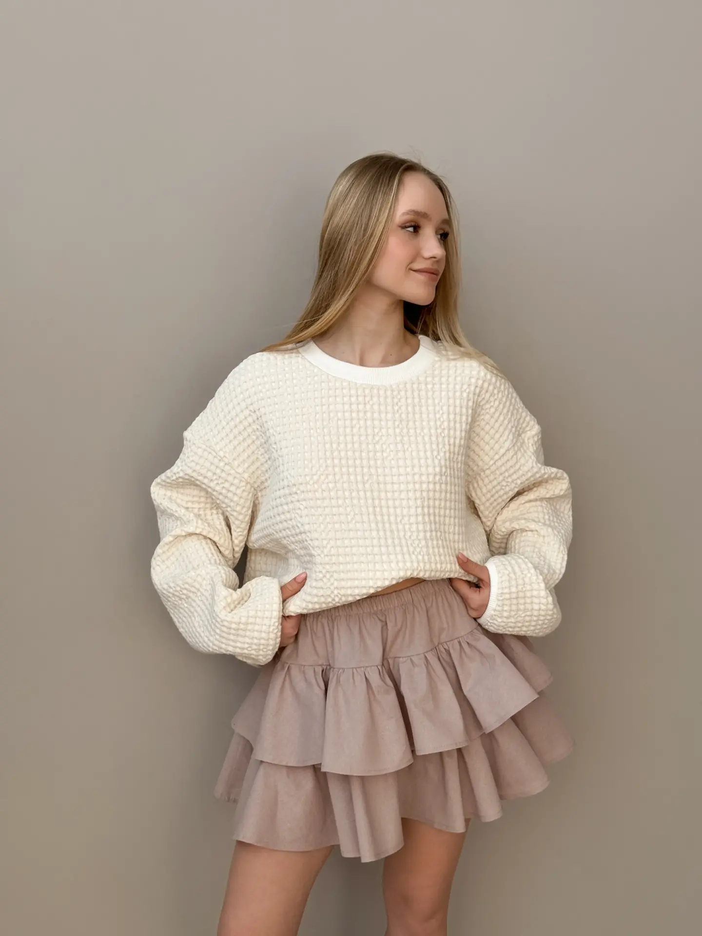 Beige Poplin Skirt