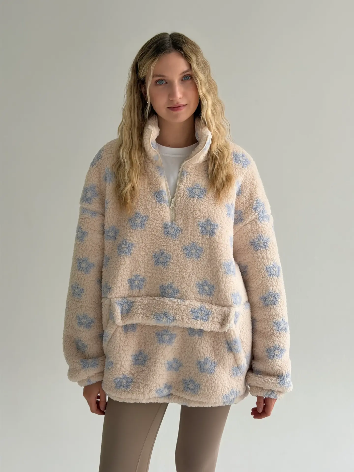 Blue Flower Teddy Anorak
