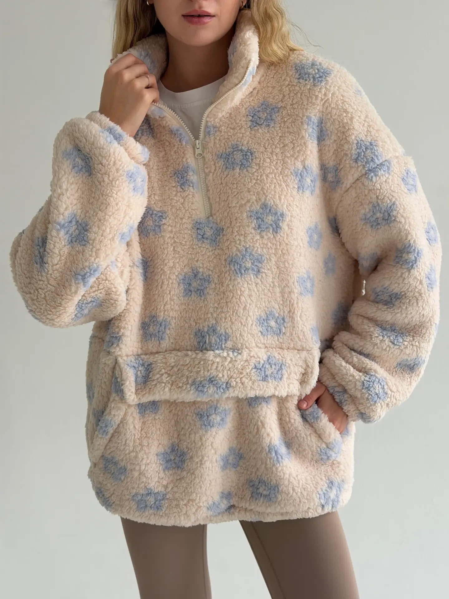 Blue Flower Teddy Anorak