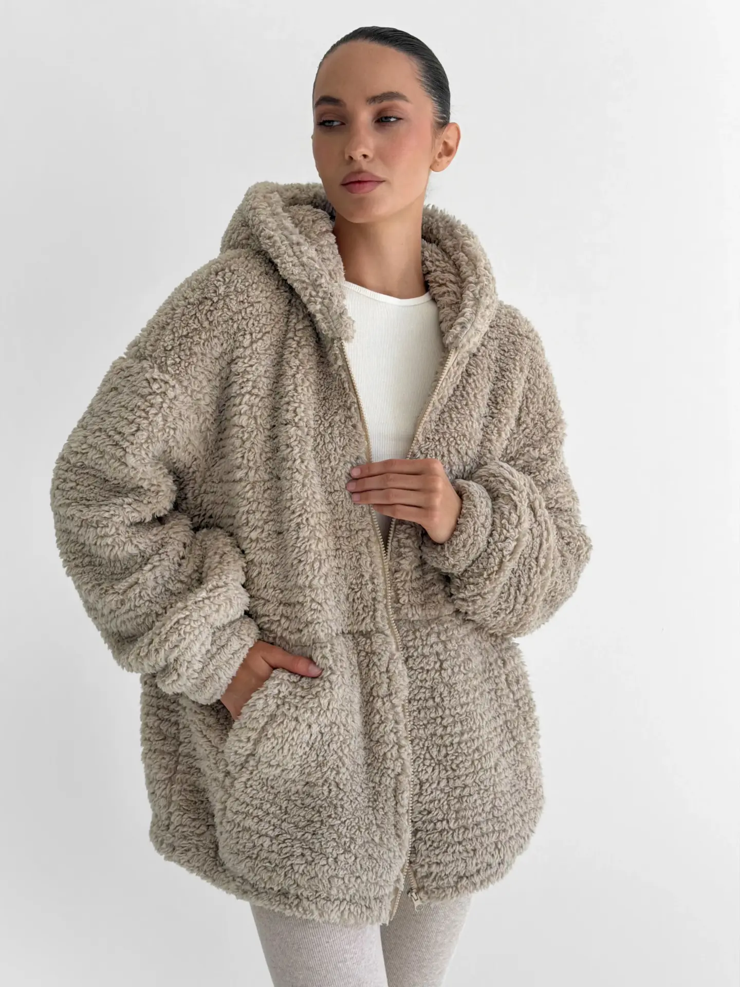 Grey Teddy Hoodie