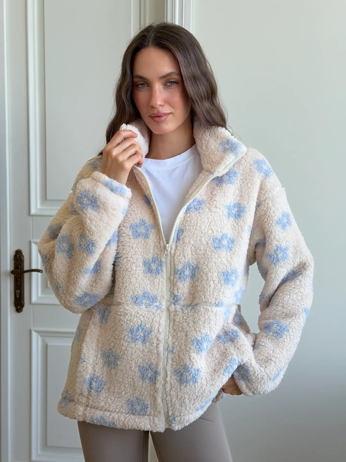 Blue Flower Zip Jacket / 1
